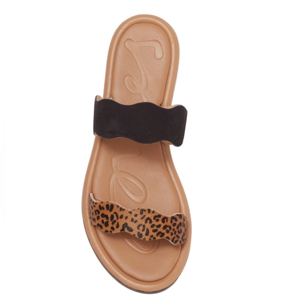 NIB Joules Aimee Snakeskin Embossed Leather Slide Sandal - Picture 11 of 11
